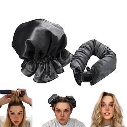 Heatless Hair Curler, 2 Pack Satin Covered Heatless Hair Curlers for Long Hair Flexi Rods for Heatless Curls for All Hair Types Hair Curlers To Sleep in No Heat Curlers for Short Hair (Black) von Transplant