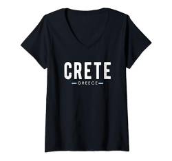 Damen Vintage Kreta Griechenland Urlaub | Griechenland-Liebhaber T-Shirt mit V-Ausschnitt von Travel Souvenir