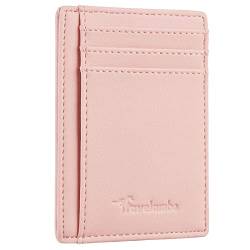 Travelambo Front Pocket Minimalist Leather Slim Wallet RFID Blocking Medium Size(VP Pink) von Travelambo