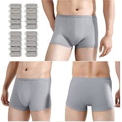 20 Packungen Herren Einweg-Unterwäsche, 100 % Baumwolle, tragbare Shorts für Reisen, Fitness, Schwimmen, Hotel, Spa, Krankenhausaufenthalte, Grau, 20 Stück, Large von Travelcare