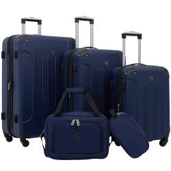 Travelers Club Chicago Hardside Erweiterbares Spinner-Gepäck, Marineblau, 5 Piece Set, Chicago Hartschalengepäck, erweiterbar von Travelers Club