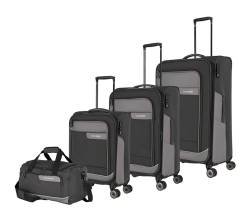 Travelite Kofferset 4 teilig Weichschale 4 Rollen, Größen S-M-L + Reisetasche,nachhaltig, VIIA Reisegepäck Set aus recyceltem Material, TSA Schloss, Koffer Größen L + M erweiterbar von Travelite