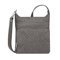 Travelon Damen Anti-Diebstahl Boho N/S Crossbody Umhängetasche, Grau meliert von Travelon