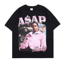 NAGRI Herren ASAP Rocky Baumwolle T-Shirt Schwarz,XL von Travis Scott