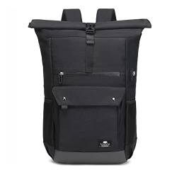 Rolltop Rucksack Herren Damen, Business Laptop 15,6 Zoll, Groß Reiserucksack Handgepäck Flugzeug, Wasserfester Schule Freizeit Tagesrucksack Kurierrucksack, Zurück zu öffnen Wanderrucksack von Travistar