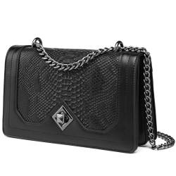 Travistar Crossbody Bag Umhängetasche Damen - Kette Handtasche Klein Schultertasche Leder Cross Body Tasche Mode Schlange Gedruckt Abendtasche mit Verstellbarer Ketten-Schulterriemen Schwarze von Travistar