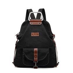 Travistar Rucksack Damen Handtasche Schultertasche Canvas Casual Damen Schultasche Umhängetaschen Anti Diebstahl Reiserucksack Frauen für Arbeit Schule Shopper Lässige täglich,Schwarz von Travistar