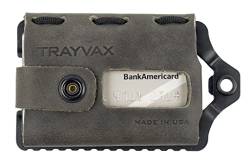 Trayvax Element Geldbörse 11,4 cm Länge stahlgrau Edelstahl und Leder für den täglichen Gebrauch Karte Geldhalter, Stahlgrau von Trayvax