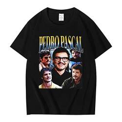 T-Shirts Pedro Pascal Grafik T-Shirts Kurze Ärmel Männer Frauen Baumwolle Lässig T-Shirts Oberteile Übergröße Vintage Streetwear Kurze Ärmel Oberteile-Black||XXS von Trconk