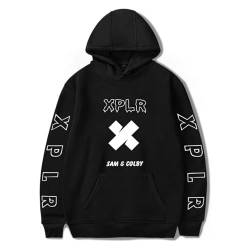 Trconk XPLR Sam and Colby Kapuzenpullover Unisex Casual Street Langarm Sweatshirt Paar Übergröße Pullover Hoodies Für Männer Frauen XXS-4XL-Black||XXS von Trconk