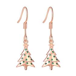 Kostüm Ohrringe Mode-Weihnachtsbaum-Ohrringe für Frauen CZ-Piercing-Ohrringe Ohrringe Blätter (Rose Gold, One Size) von Treadyouth