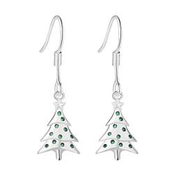 Kostüm Ohrringe Mode-Weihnachtsbaum-Ohrringe für Frauen CZ-Piercing-Ohrringe Ohrringe Blätter (Silver, One Size) von Treadyouth
