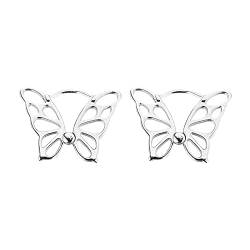 Ohrringe Hier Rein Da Raus Echt Silber Entwerfen Sie Hohle Schmetterlings-Ohrringe Creolen-Mädchen-Geschenke, die für Verschiedene Gelegenheiten geeignet sind Hibiskus Ohrringe (Silver, One Size) von Treadyouth