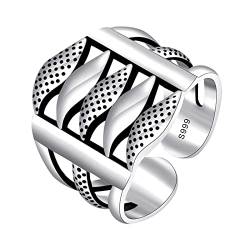 Treadyouth Der Heer Der Ringe Glänzend Silber Thai Vintage Line Ring Beliebte Farbring Herrenringe Her Der Ringe (C-C, One Size) von Treadyouth