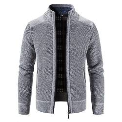 Treadyouth Herren lässige Jacke Leichtgewicht Reißverschluss Herren Winter Fashion-Sweator-Jacke Longarm Plus samt dick High Hals-Solid-Farben-Sweator-Cardigan-Jacke von Treadyouth