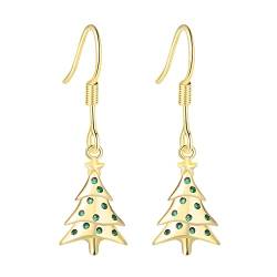 Treadyouth Kostüm Ohrringe Mode-Weihnachtsbaum-Ohrringe für Frauen CZ-Piercing-Ohrringe Ohrringe Blätter (Gold, One Size) von Treadyouth