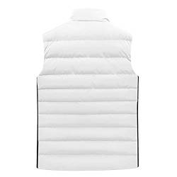 Treadyouth Steppweste Herren Herren Herbst- und Winter warme Mäntel Weste Festfarbe Ärmellose Weste mit Kapuze mit Reißverschluss Weste Outdoor Weste Herren (0927QDEA-White, L) von Treadyouth