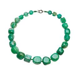 Handgefertigte Edelstein-Perlenkette für Frauen | Auffällige Natürliche Achat-Edelstein-Halskette in Grün von Treasure Bay