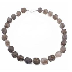 Handgefertigte Edelstein-Perlenkette für Frauen | Auffällige Graue Achat-Edelstein-Halskette von Treasure Bay