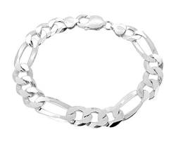 TreasureBay 925 Sterling Silber Armbänder für Herren 10,3 mm Armband Figaro Kettenarmband Länge: 20 cm 21,5cm 23cm (20) von TreasureBay