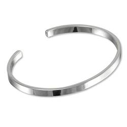 TreasureBay Armreif aus massivem 925er Sterlingsilber, schlichtes Manschettenarmband für Herren (Silber, Einheitsgröße) von TreasureBay