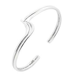 TreasureBay Damen Chic Sterling Silber Armreif, Damen Silber Manschette für Damen Mädchen, Einheitsgröße, Silber von TreasureBay