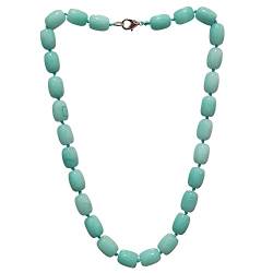TreasureBay Damen-Halskette, wunderschön, handgefertigt, 10 x 16 mm, natürliche Edelstein-Perlen-Halskette für Frauen und Mädchen, Edelstein, Achat von TreasureBay