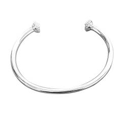 TreasureBay Damen Massiver 925 Sterling Silber Bar Armreif Armband Torque Silber Armreif von TreasureBay