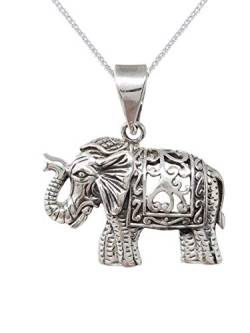 TreasureBay Elefant Silber Anhänger Halskette an Kette, Anhänger Halskette für Damen und Herren, Sterling-Silber von TreasureBay