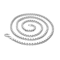 TreasureBay Halskette für Herren und Damen, massives 925er Silber, erhältlich in 45 cm, 48 cm, 50 cm und 52 cm., Silber, von TreasureBay