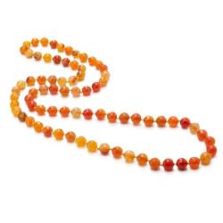 Treasure Bay Handgefertigte 10 mm natürliche Edelstein-Perlen-Halskette für Damen, 88 cm, lange Edelstein-Halskette (orangefarbener Achat), Edelstein von Treasure Bay
