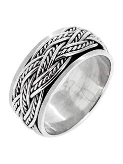 TreasureBay Herren-Meditationsring aus 925er Sterlingsilber, keltischer Knoten, 10 mm breit, Sterlingsilber, Sterling Silber, Kein Edelstein von Treasure Bay