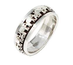 TreasureBay Massiver 925 Sterling Ring, Fingerring, Elefanten-Design Drehender Stressabbau-Ring (B) 7 mm (Silber) von TreasureBay