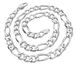 Treasure Bay Men's 10.3mm 925 Sterling Silver Figaro Chain Necklace Made in Italy, Mens Silver Chain (55) von Treasure Bay