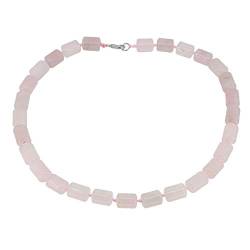 TreasureBay Schöne 10x14mm natürliche Edelstein Perlenkette für Frauen und Mädchen (Rosenquarz) ... von TreasureBay
