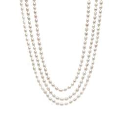 TreasureBay Schöne dreireihige weiße 6 mm natürliche Süßwasser-Zuchtperlen Halskette für Frauen von TreasureBay
