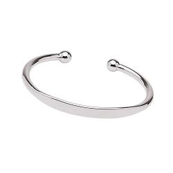 TreasureBay Solid 925 Sterling Drehmoment Armreif Armbänder – Plain Cuff Bar Armbänder for Men (Silber, Einheitsgröße) von TreasureBay