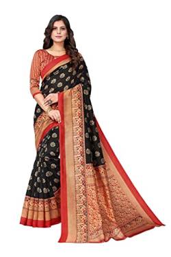 TreegoArt Fashion Damen Art Seide Anlass tragen Prnited Saree mit ungesticktem Blusenteil -(MINALI BLACK) von TreegoArt Fashion