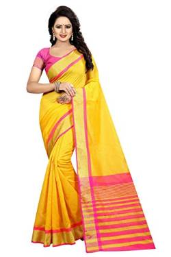 TreegoArt Fashion Frauen Baumwolle Seide Ethnische Saree Traditionelle Indische Sari Mit Unstitchead Bluse Frieden - (WAEVING SAREE) von TreegoArt Fashion