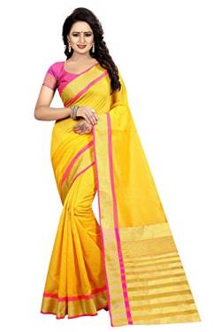 TreegoArt Fashion Frauen Baumwolle Seide Ethnische Saree Traditionelle Indische Sari Mit Unstitchead Bluse Frieden - (WEAVING GOLD) von TreegoArt Fashion