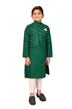 TreegoArt Fashion Pure Cotton Ethnic Wear Kids Kurta Pyjama Set mit Knopf für Jungen -(Squirrel603-Green-30) von TreegoArt Fashion