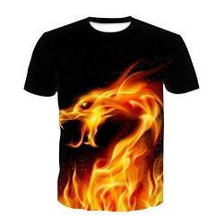 T Shirt Herren Farbe 3D Flamme Drucken, Treer Unisex Sommer T-Shirt Casual Rundhals Kurzarm Shirt Tops Männer Beiläufige Hemden Sport Tops Blusen Lustige S-6XL (Gelbe Flamme,3XL) von Treer-shop