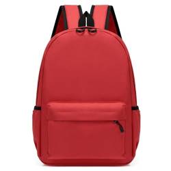 Treer Einfarbig Rucksack Kinder, Schulrucksack für Kinder 13L Kinderrucksack Mädchen Jungen Kindergartenrucksack Schulranzen für 1-9 Klasse (Rot,42x28x11cm) von Treer