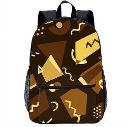 Treer Rucksack Kinder, Schulrucksack für Kinder 20L Kinderrucksack Mädchen Jungen Kindergartenrucksack Schulranzen 1-9 Klasse, Schulranzen für Schule Reisen (Braun Geometrisch,45x31x14cm) von Treer