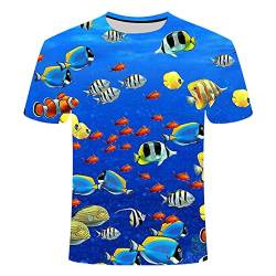 Treer T Shirt Herren 3D Print, Drucken Sommer Unisex T-Shirt Casual Rundhals Kurzarm Shirt Tops Männer Beiläufige Hemden Sport Tops Blusen S-5XL (Unterwasserwelt,3XL) von Treer