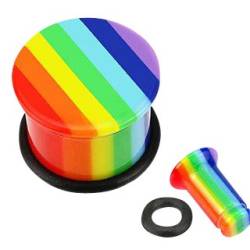 Acryl Plug mit einem O-Ring Regenbogen-12,0mm von Trend Agent
