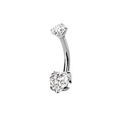 G23 Titan Bauchnabelpiercing | 1,6 x 11mm | mit Kristallen | 5mm & 8mm Steingröße | Bauchnabelringe | Bauchnabelpiercing Schmuck | Belly Button | Bauchnabelpiercing Innengewinde | Für Damen von Trend Agent