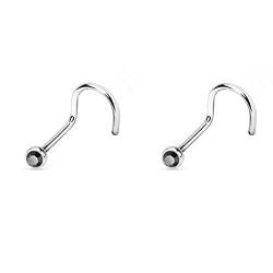 Trend Agent Titan Nasenpiercing Stecker | 2er SET Nasenstecker Piercing | 2,0mm Kristall | von Trend Agent