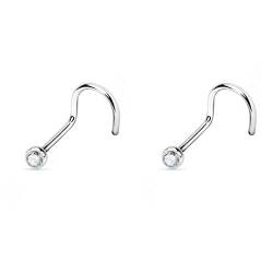 Trend Agent Titan Nasenpiercing Stecker | 2er SET Nasenstecker Piercing | 2,0mm Kristall | von Trend Agent