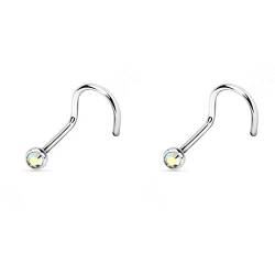 Trend Agent Titan Nasenpiercing Stecker | 2er SET Nasenstecker Piercing | 2,0mm Kristall | von Trend Agent